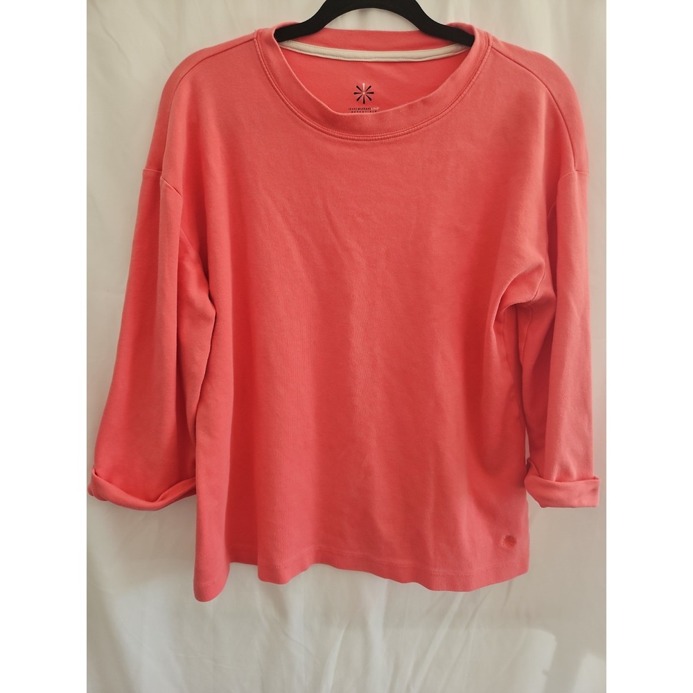 Isaac Mizrahi Live Womens L Peach Pullover Sweatshirt Long Sleeve Casual Top